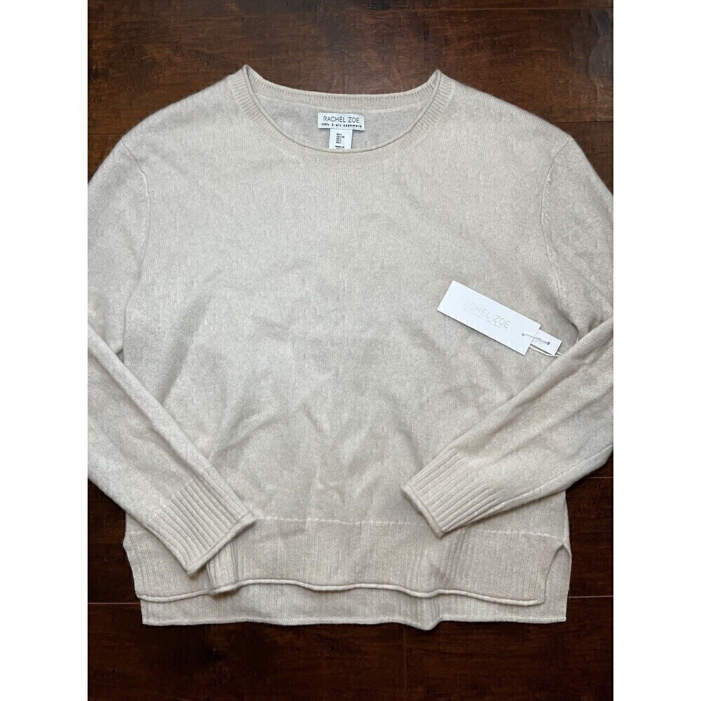 RACHEL ZOE US Women’s L Oatmeal Beige 100% 2 Ply Cashmere Sweater Top Relaxed